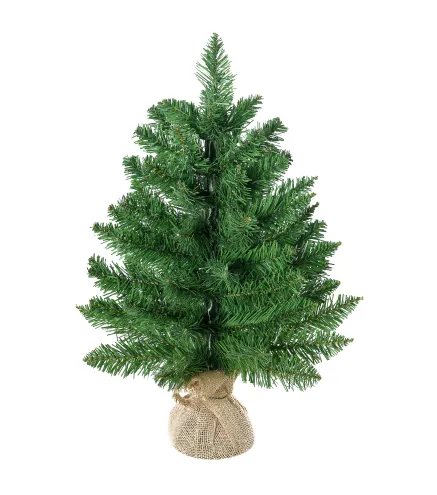 Árbol de Navidad Artificial Pequeño de 60 cm Altura con 70 Ramas Base de Tela Mini Árbol Navideño Realista para Interior Verde