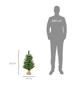 Árbol de Navidad Artificial Pequeño de 60 cm Altura con 70 Ramas Base de Tela Mini Árbol Navideño Realista para Interior