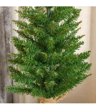 Árbol de Navidad Artificial Pequeño de 60 cm Altura con 70 Ramas Base de Tela Mini Árbol Navideño Realista para Interior