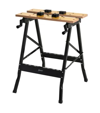 Banco de Trabajo Plegable Mesa de Trabajo Portátil con 4 Abrazaderas Agujeros para Sierra Uso Doméstico Carpintería Hierro MDF S