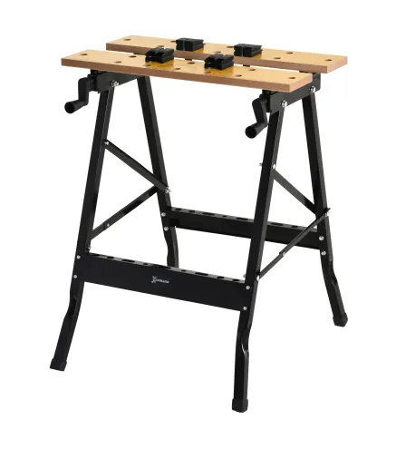 Banco de Trabajo Plegable Mesa de Trabajo Portátil con 4 Abrazaderas Agujeros para Sierra Uso Doméstico Carpintería Hierro MDF S