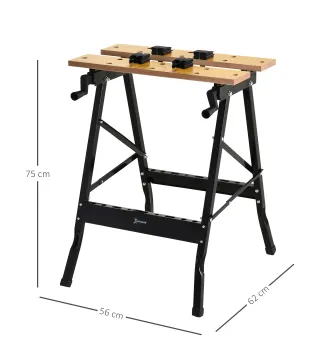 Banco de Trabajo Plegable Mesa de Trabajo Portátil con 4 Abrazaderas Agujeros para Sierra Uso Doméstico Carpintería Hierro MDF S