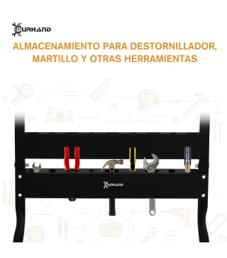 Banco de Trabajo Plegable Mesa de Trabajo Portátil con 4 Abrazaderas Agujeros para Sierra Uso Doméstico Carpintería Hierro MDF S