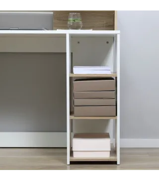 Mesa de Ordenador PC 137x55x92 cm Escritorio con Estantería de 3 Estantes 2 Cajones y Soporte para Impresora para Oficin