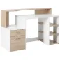 Mesa de Ordenador PC 137x55x92 cm Escritorio con Estantería de 3 Estantes 2 Cajones y Soporte para Impresora para Oficin