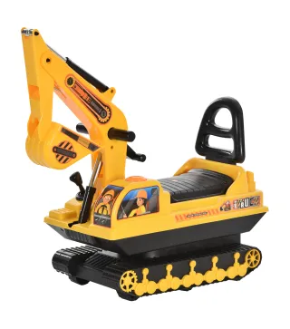 Excavadora sin Pedales con Brazo Móvil Correpasillos con Asiento de Almacenaje 78x24x58,5 cm Amarillo