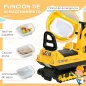 Excavadora sin Pedales con Brazo Móvil Correpasillos con Asiento de Almacenaje 78x24x58,5 cm Amarillo