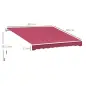 Toldo Manual 395x245 cm con Manivela Toldo Balcón Patio Terraza de Aluminio y Tejido Poliéster 280 g/m² Anti-UV Rojo