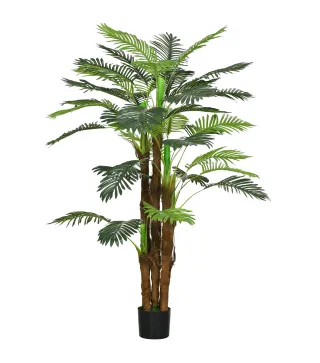 Planta Artificial Decorativa 160 cm Palmera Artificial con Maceta y Hojas para Interior Verde