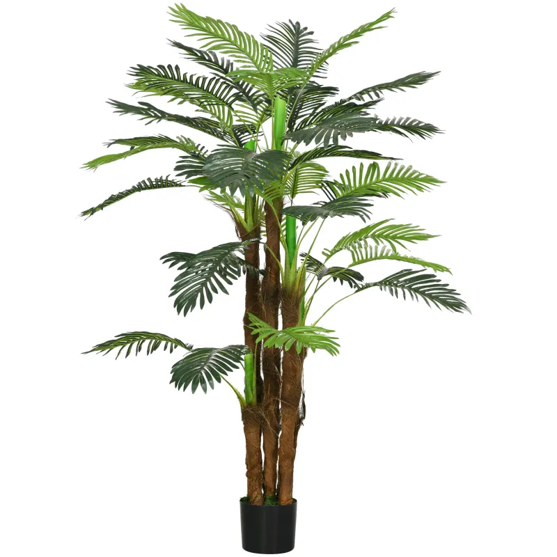 Planta Artificial Decorativa 160 cm Palmera Artificial con Maceta y Hojas para Interior Verde