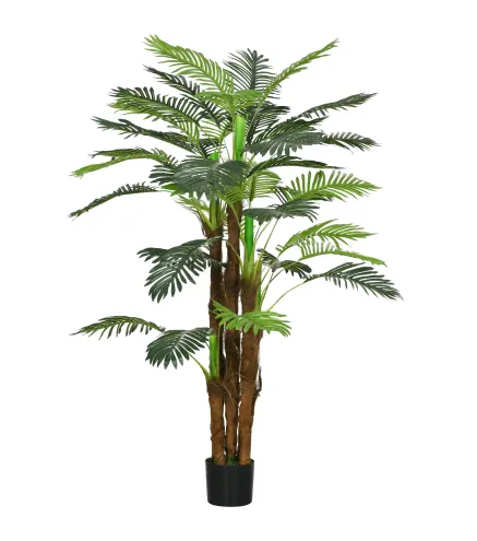 Planta Artificial Decorativa 160 cm Palmera Artificial con Maceta y Hojas para Interior Verde