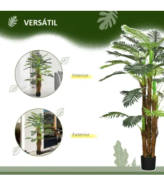 Planta Artificial Decorativa 160 cm Palmera Artificial con Maceta y Hojas para Interior Verde