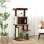 Árbol Rascador para Gatos 132 cm con Plataformas Poste con Cepillo Bolas Colgantes y Almohadilla para Rascar Marrón
