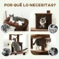 Árbol Rascador para Gatos 132 cm con Plataformas Poste con Cepillo Bolas Colgantes y Almohadilla para Rascar Marrón
