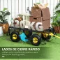 Carro de Jardín Basculante Carga 200 kg con Paneles Laterales Desmontables y 4 Ruedas Neumáticas Negro y Amarillo