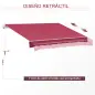 Toldo Manual 395x245 cm con Manivela Toldo Balcón Patio Terraza de Aluminio y Tejido Poliéster 280 g/m² Anti-UV Rojo