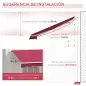 Toldo Manual 395x245 cm con Manivela Toldo Balcón Patio Terraza de Aluminio y Tejido Poliéster 280 g/m² Anti-UV Rojo