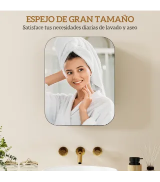 Armario de Baño con Espejo Diseño con Bordes Curvados Estantes Ajustables 40,2x10,2x50,9 cm Negro