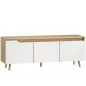 Mesa de TV para Salón con 3 Puertas para Televisión de 55 Pulgadas Estilo Moderno 120x35x45,5 cm Roble y Blanco