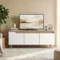 Mesa de TV para Salón con 3 Puertas para Televisión de 55 Pulgadas Estilo Moderno 120x35x45,5 cm Roble y Blanco