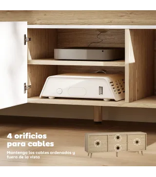 Mesa de TV para Salón con 3 Puertas para Televisión de 55 Pulgadas Estilo Moderno 120x35x45,5 cm Roble y Blanco