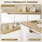 Aparador de Salón con 3 Puertas Estantes Ajustables Patas de Madera para Cocina Entrada 107x35x76,5 cm Roble y Blanco