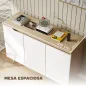 Aparador de Salón con 3 Puertas Estantes Ajustables Patas de Madera para Cocina Entrada 107x35x76,5 cm Roble y Blanco