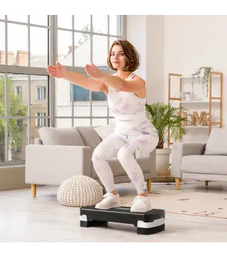 Step para Fitness Stepper Aeróbic Step de Aeróbic Antideslizante con Altura Regulable 2 Niveles de 10/15 cm Carga 150 kg para Ej