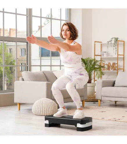 Step para Fitness Stepper Aeróbic Step de Aeróbic Antideslizante con Altura Regulable 2 Niveles de 10/15 cm Carga 150 kg para Ej
