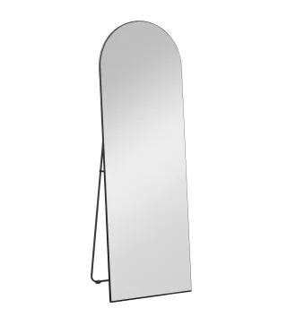 Espejo de Pie Cuerpo Entero Arqueado 150x50 cm Independiente Apoyado y de Pared Sin Marco Negro