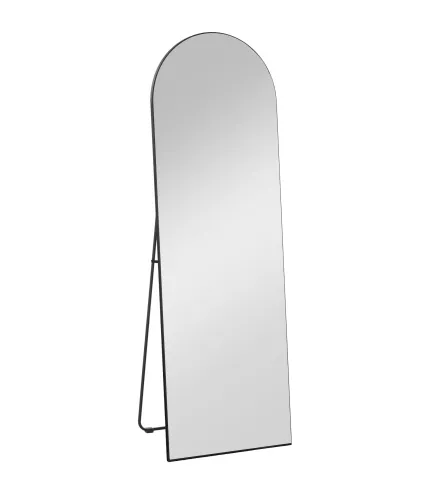 Espejo de Pie Cuerpo Entero Arqueado 150x50 cm Independiente Apoyado y de Pared Sin Marco Negro