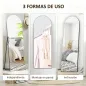 Espejo de Pie Cuerpo Entero Arqueado 150x50 cm Independiente Apoyado y de Pared Sin Marco Negro