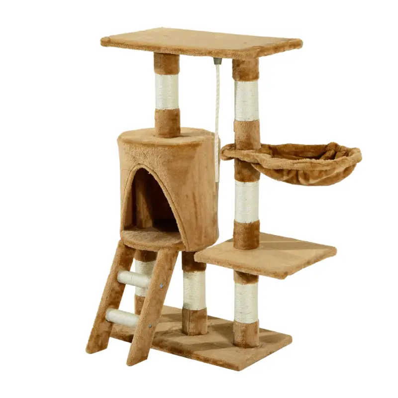 Árbol para gatos Rascador 55x30x95 cm con Nido Plataforma Caseta Escalera Cuerda de Juego Tablero de Madera y Cubierto de Felpa