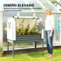 Huerto Urbano Elevado con Cubierta de Invernadero y Estante Inferior para Cultivo Plantas 120x55x140 cm Gris Oscuro