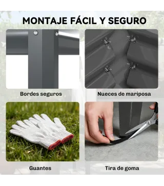 Huerto Urbano Elevado con Cubierta de Invernadero y Estante Inferior para Cultivo Plantas 120x55x140 cm Gris Oscuro