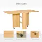 Mesa de Comedor Plegable con Ruedas Mesa Auxiliar Multifuncional con Alas Abatibles y Estantes 140x80x74cm Madera