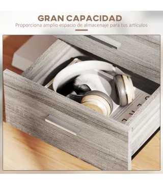 Cajonera de Escritorio con 3 Cajones Ruedas Cerradura 2 Llaves Archivador Móvil para Estudio Salón 40x40x61,5 cm Gris