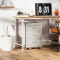 Cajonera de Escritorio con 3 Cajones Ruedas Cerradura 2 Llaves Archivador Móvil para Estudio Salón 40x40x61,5 cm Gris