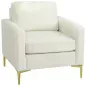 Butaca de Salón Tapizada en Terciopelo Acolchado Grueso Asiento Ancho Reposabrazos Almohadilla 81x77x81 cm Crema
