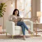 Butaca de Salón Tapizada en Terciopelo Acolchado Grueso Asiento Ancho Reposabrazos Almohadilla 81x77x81 cm Crema