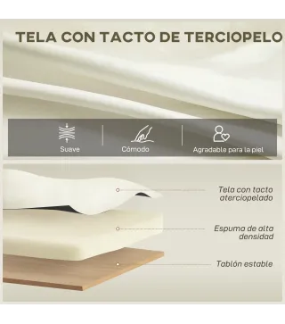 Butaca de Salón Tapizada en Terciopelo Acolchado Grueso Asiento Ancho Reposabrazos Almohadilla 81x77x81 cm Crema