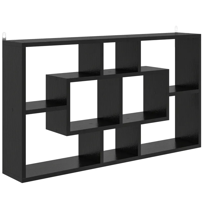 Estante de Pared Decorativo Estantería para Libro, CDs con 8 Cubos 85x14,5x47,5 cm Negro