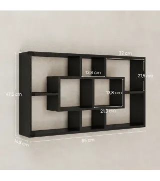 Estante de Pared Decorativo Estantería para Libro, CDs con 8 Cubos 85x14,5x47,5 cm Negro