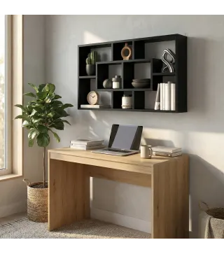 Estante de Pared Decorativo Estantería para Libro, CDs con 8 Cubos 85x14,5x47,5 cm Negro