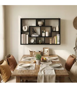 Estante de Pared Decorativo Estantería para Libro, CDs con 8 Cubos 85x14,5x47,5 cm Negro