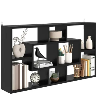 Estante de Pared Decorativo Estantería para Libro, CDs con 8 Cubos 85x14,5x47,5 cm Negro