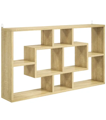 Estante de Pared Decorativo Estantería para Libro, CDs con 8 Cubos 85x14,5x47,5 cm Roble