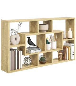 Estante de Pared Decorativo Estantería para Libro, CDs con 8 Cubos 85x14,5x47,5 cm Roble