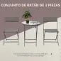 Conjunto de Muebles de Jardín con Sillas Plegables y Mesa de Vidrio para Terraza Patio Marrón