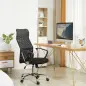 Silla de Oficina Giratoria Ergonómica Sillón de Escritorio de Malla con Ruedas de PVC Respaldo Alto Carga 120kg Negro